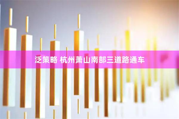 泛策略 杭州萧山南部三道路通车